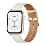 Ceas smartwatch Colmi C28, Curea din piele, Display 1.93 inch, Autonomie 7 zile, 230 mAh, Bluetooth 5.3, IP6X, Gold / White 5 - lerato.ro