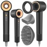 Uscator de par COSHARE SuperFlow1 PRO HD10E, 1600W, 3 viteze, 4 trepte temperatura, 12 moduri de utilizare, Functie ionica, Negru 6 - lerato.ro