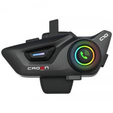 Accesorii moto, Intercom motocicleta Crown C10, Bluetooth 5.3, 1000mAh, RGB, USB-C, Negru, lerato.ro