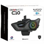 Intercom motocicleta Crown C10, Bluetooth 5.3, 1000mAh, RGB, USB-C, Negru 9 - lerato.ro
