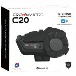 Intercom motocicleta Crown C20, Bluetooth 5.1, 1000mAh, IP67, USB-C, Negru 8 - lerato.ro