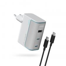 Incarcator retea Cuktech AD1003EU, 100W, 3A, 2xUSB-C, 1xUSB-A, Fast Charging, Cablu USB-C la USB-C inclus, Alb