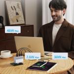 Incarcator retea Cuktech AD1003EU, 100W, 3A, 2xUSB-C, 1xUSB-A, Fast Charging, Cablu USB-C la USB-C inclus, Alb 6 - lerato.ro