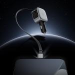 Incarcator auto Cuktech CC903, 100W, 1x USB-C, 1x USB-A, 1x Cablu USB-C integrat,Gri 25 - lerato.ro