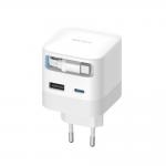 Incarcator retea Cuktech AD653W, 67W, 1x USB-C, 1x USB-A, 1x Cablu USB-C integrat, Fast Charging, Alb 2 - lerato.ro