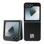 Carcasa DKNY Leather Metal Stack Logo compatibila cu Samsung Galaxy Z Flip 6, Negru 3 - lerato.ro