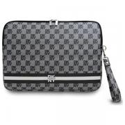 Husa DKNY Checkered Pattern Printed Stripes compatibila cu laptop 13/14 inch, Negru