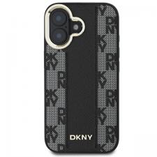 Carcasa DKNY Leather Checkered Pattern MagSafe compatibila cu iPhone 16, Negru