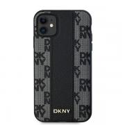 Carcasa DKNY Leather Checkered Mono Pattern cu MagSafe compatibila cu iPhone 11/XR, Negru