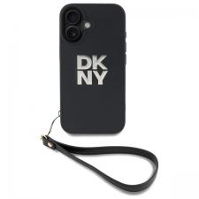 Carcasa DKNY Wrist Strap Stock Logo compatibila cu iPhone 16, Negru