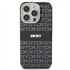 Carcasa DKNY Repeat Texture Pattern With Stripe compatibila cu iPhone 16 Pro Max, Negru