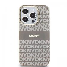 Carcasa DKNY IML Mono & Stripe MagSafe compatibila cu iPhone 15 Pro Max, Beige