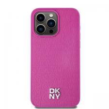 Carcasa DKNY Leather Monogram Pattern Metal Logo MagSafe compatibila cu iPhone 15 Pro Max, Roz