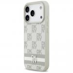 Carcasa DKNY Checkered Printed Stripese compatibila cu iPhone 17 Pro, Bej 3 - lerato.ro