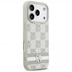 Carcasa DKNY Checkered Printed Stripese compatibila cu iPhone 17 Pro, Bej 5 - lerato.ro