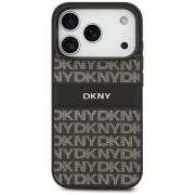 Carcasa DKNY Repeat Texture Pattern Tonal Stripe compatibila cu iPhone 17 Pro, Negru
