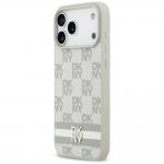 Carcasa DKNY Checkered Printed Stripese compatibila cu iPhone 17 Pro Max, Bej 3 - lerato.ro
