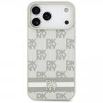 Carcasa DKNY Checkered Printed Stripese compatibila cu iPhone 17 Pro Max, Bej 2 - lerato.ro