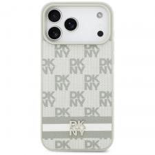 Carcasa DKNY Checkered Printed Stripese compatibila cu iPhone 17 Pro Max, Bej