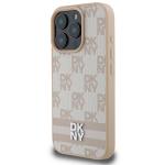 Carcasa DKNY Checkered Pattern Printed Stripes compatibila cu iPhone 16 Pro Max, Roz 3 - lerato.ro
