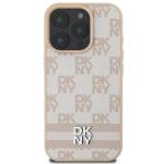Carcasa DKNY Checkered Pattern Printed Stripes compatibila cu iPhone 16 Pro Max, Roz 2 - lerato.ro
