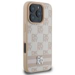 Carcasa DKNY Checkered Pattern Printed Stripes compatibila cu iPhone 16 Pro Max, Roz 5 - lerato.ro