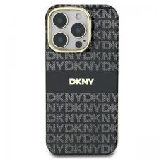 Carcasa DKNY Repeat Texture Pattern With Stripe compatibila cu iPhone 16 Pro, Negru