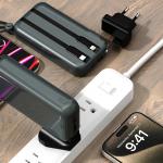 Baterie externa portabila Dudao K25, 10000 mAh, USB/USB-C, Cabluri USB-C si Lightning integrate, Gri 3 - lerato.ro
