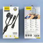 Cablu pentru incarcare si transfer de date Dudao A12 Max Plus 3 in 1, USB-C la USB-C/Lightning, Incarcator wireless 2.5W Apple Watch integrat, 1.2m, Negru 8 - lerato.ro