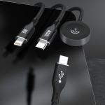 Cablu pentru incarcare si transfer de date Dudao A12 Max Plus 3 in 1, USB-C la USB-C/Lightning, Incarcator wireless 2.5W Apple Watch integrat, 1.2m, Negru 3 - lerato.ro