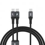 Cablu pentru incarcare si transfer de date Dudao L3F, 3x USB-C, 100W, 1.2m, Negru 2 - lerato.ro