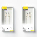 Cablu pentru incarcare si transfer de date Dudao L7SCC, 2x USB-C, 100W, 1m, Bej 3 - lerato.ro