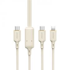Cabluri de date si incarcare, Cablu pentru incarcare si transfer de date Dudao L7SF, USB-C la USB-C/Lightning, 100W, 1.2m, Bej, lerato.ro