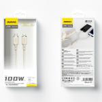 Cablu pentru incarcare si transfer de date Dudao L7SF, USB-C la USB-C/Lightning, 100W, 1.2m, Bej 3 - lerato.ro