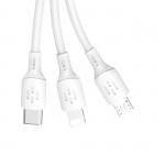 Cablu pentru incarcare si transfer de date Dudao L8A 3 in 1, USB la USB-C/Lightning/Micro-USB, 6A, 1.2m, Alb 5 - lerato.ro