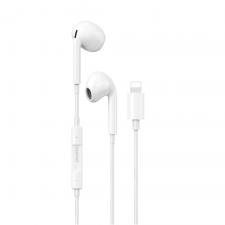 Casti audio cu microfon Dudao X14 Pro L-W1, In-ear, Control pe fir, Lightning, Lungime cablu 1.2m, Alb