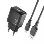 Incarcator retea Dudao A23LEU, USB-A, Power Delivery 12W, Cablu USB-A la Lightning 1m inclus, Negru 2 - lerato.ro
