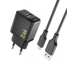 Incarcator retea Dudao A23LEU, USB-A, Power Delivery 12W, Cablu USB-A la Lightning 1m inclus, Negru
