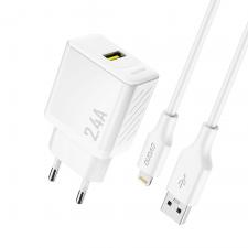 Incarcator retea Dudao A23LEU, USB-A, Power Delivery 12W, Cablu USB-A la Lightning 1m inclus, Alb