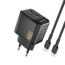 Incarcator retea Dudao A28PCEU, 2x USB-C, Power Delivery 45W, 3A, Cablu USB-C la USB-C 1m inclus, Negru
