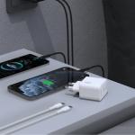 Incarcator retea Dudao A28PCEU, 2x USB-C, Power Delivery 45W, 3A, Cablu USB-C la USB-C 1m inclus, Alb 4 - lerato.ro