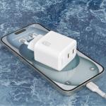 Incarcator retea Dudao A28PCEU, 2x USB-C, Power Delivery 45W, 3A, Cablu USB-C la USB-C 1m inclus, Alb 5 - lerato.ro