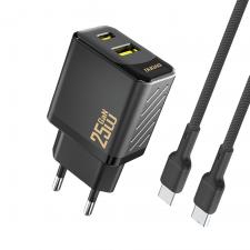 Incarcator retea Dudao A26TCEU, 1x USB-C, 1x USB-A, Power Delivery 25W, Cablu USB-C la USB-C inclus, Negru
