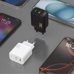 Incarcator retea Dudao A26TCEU, 1x USB-C, 1x USB-A, Power Delivery 25W, Cablu USB-C la USB-C inclus, Negru 4 - lerato.ro