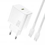 Incarcator retea Dudao A27CEU, 1x USB-C, Power Delivery 25W, Cablu USB-C la USB-C 1m inclus, Alb 2 - lerato.ro