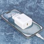 Incarcator retea Dudao A27CEU, 1x USB-C, Power Delivery 25W, Cablu USB-C la USB-C 1m inclus, Alb 5 - lerato.ro