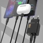 Incarcator retea Dudao A27TCEU, 1x USB-C, 1x USB-A, Power Delivery 30W, Cablu USB-C la USB-C inclus, Negru 3 - lerato.ro