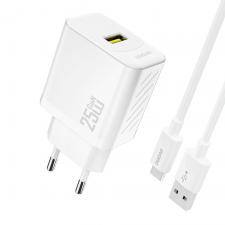 Incarcator retea Dudao A27STEU, USB-A, Power Delivery 25W, Cablu USB-A la USB-C inclus, Alb