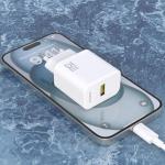 Incarcator retea Dudao A27STEU, USB-A, Power Delivery 25W, Cablu USB-A la USB-C inclus, Alb 3 - lerato.ro