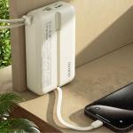 Baterie externa portabila Dudao K14 Plus, 20000 mAh, 22.5W, 1x USB-C, 1x USB-A,1x Cablu USB-C, 1x Cablu Lightning, Quick Charging, Bej 5 - lerato.ro